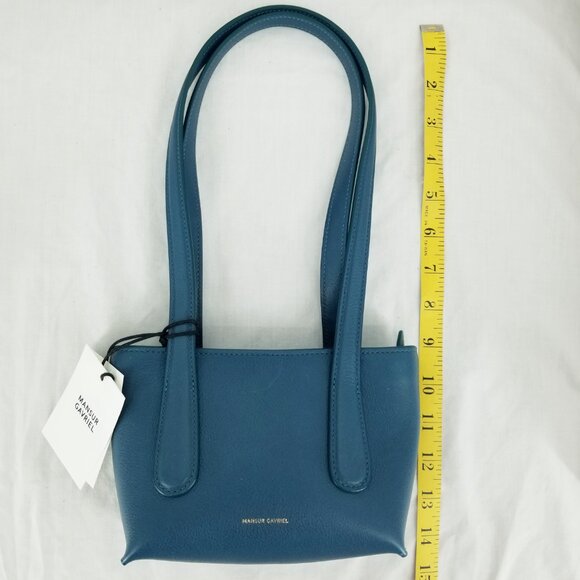 NWT Mansur Gavriel Mini Luxury Leather Bag - Peacock Blue - Picture 2 of 10